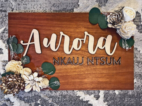 Large Sign with Wood Flowers